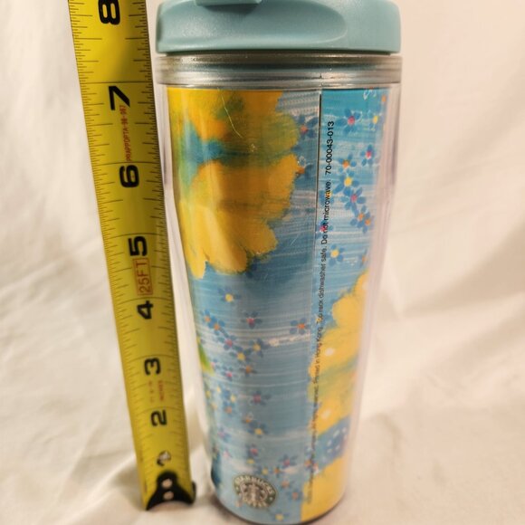 Starbucks Spring Floral Traveler Tumbler Acrylic Coffee Mug 2004 Yellow 16oz - Picture 12 of 13